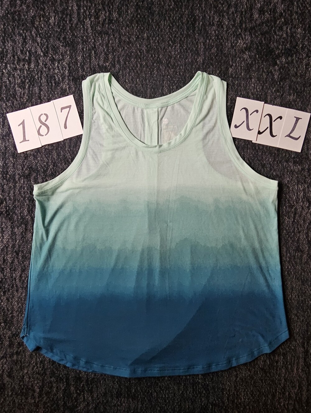 all in motion Ombre Tank Top in Light Aqua to Teal Blue